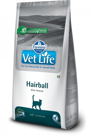 Farmina Vet Life Cat Hairball - ветдиета для выведения и профилактики образования комков шерсти в кишечнике кошек