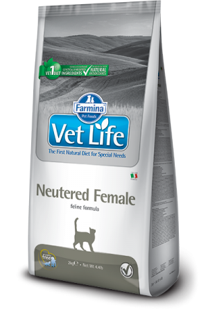 Farmina Vet Life Cat Neutered Female - диетическое питание для контроля веса стерилизованных кошек, профилактики сахарного диабета, профилактики МКБ.