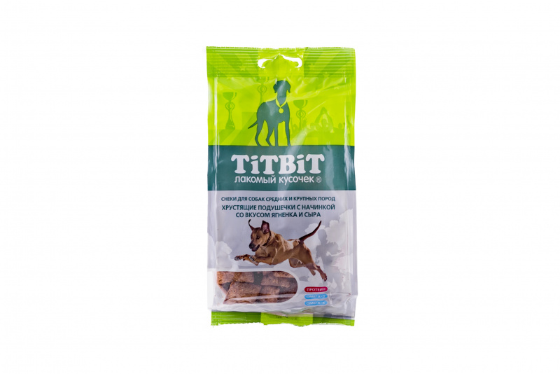 TITBIT Хрустящие Подушечки с начинкой со вкусом ягнёнка и сыра для крупных и средних пород собак