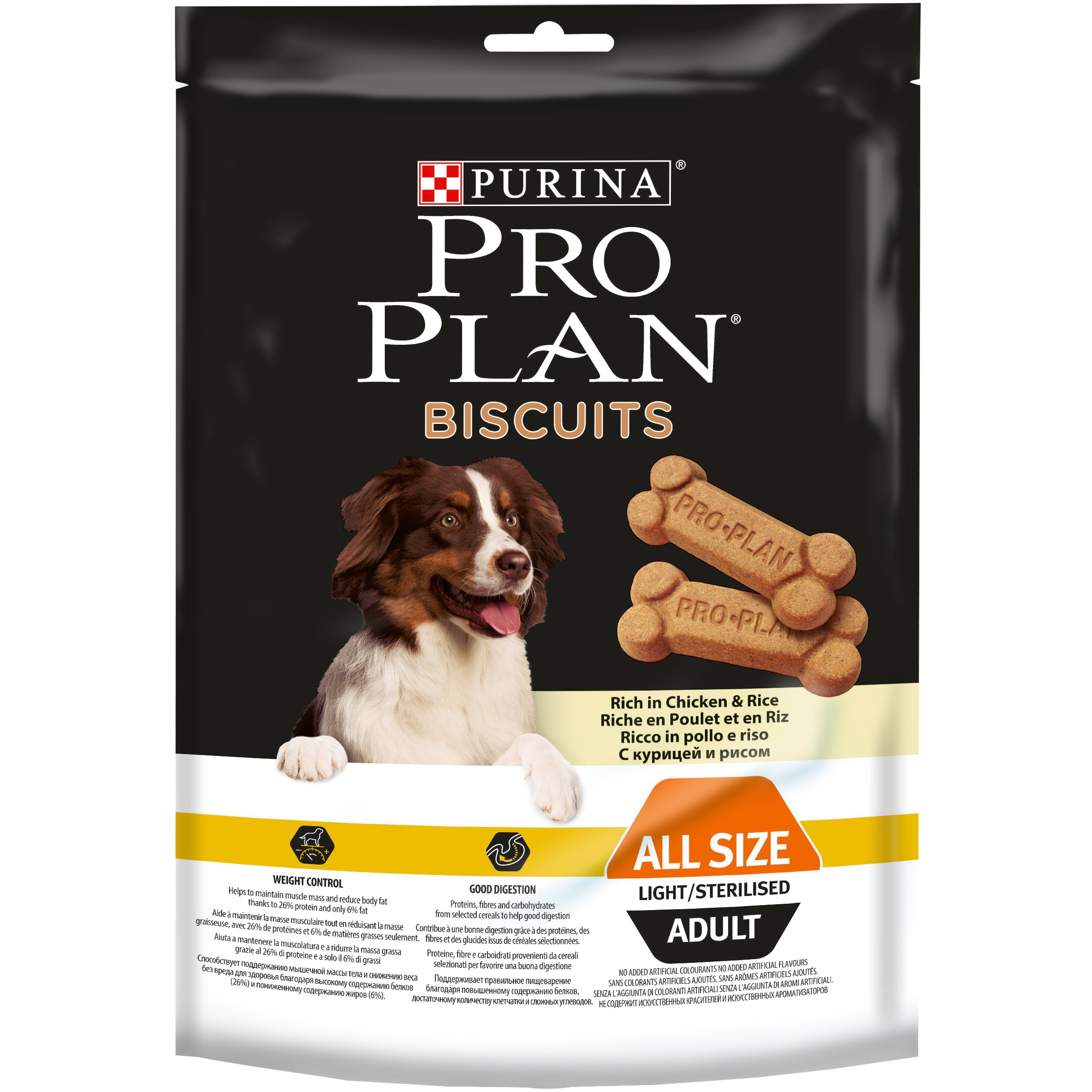 PRO PLAN Biscuits лакомство для собак низкокалорийное, с курицей и рисом