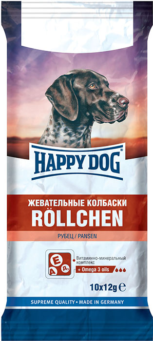 HAPPY DOG лакомство для собак-жевательные колбаски с рубцом