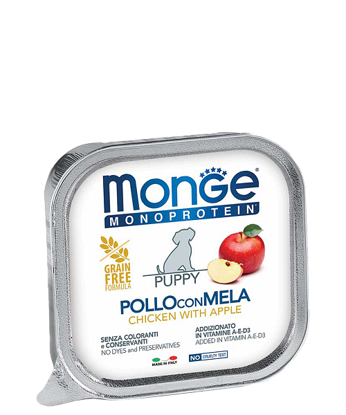 POLLO CON MELA - PUPPY монопротеиновые консервы для щенков паштет из курицы с яблоком