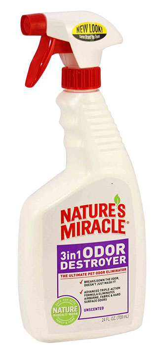 NATURE'S MIRACLE 3 IN 1 ODOR DESTROYER СПРЕЙ-УНИЧТОЖИТЕЛЬ ЗАПАХОВ НА ПОВЕРХНОСТЯХ И ТКАНЯХ 3-В-1 БЕЗ ЗАПАХА