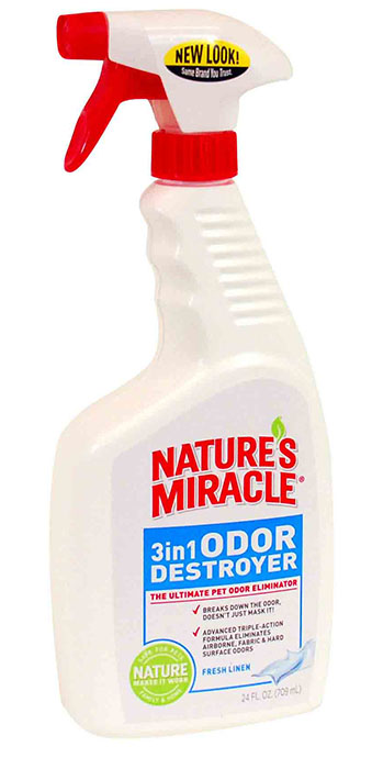 NATURE'S MIRACLE 3 IN 1 ODOR DESTROYER СПРЕЙ-УНИЧТОЖИТЕЛЬ ЗАПАХОВ НА ПОВЕРХНОСТЯХ И ТКАНЯХ 3-В-1 С АРОМАТОМ СВЕЖЕСТИ