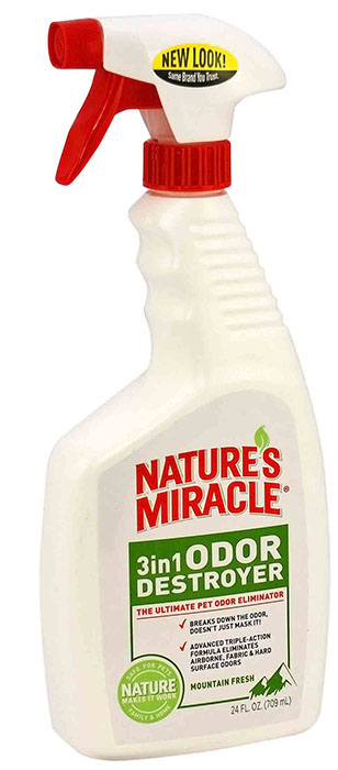 NATURE'S MIRACLE 3 IN 1 ODOR DESTROYER СПРЕЙ-УНИЧТОЖИТЕЛЬ ЗАПАХОВ НА ПОВЕРХНОСТЯХ И ТКАНЯХ 3-В-1 С ГОРНОЙ СВЕЖЕСТЬЮ