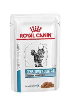 Royal Canin  Sensitivity Control Chicken with Rice (в соусе) - корм полнорационный диетический (утка и рис) для взрослых кошек, применяемый при пищевой аллергии или пищевой непереносимости.