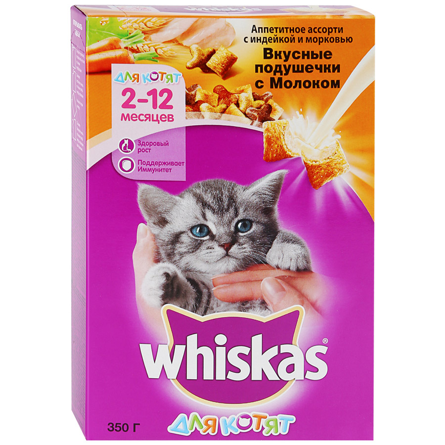 Корм Whiskas сухой корм для котят Вкусные подушечки 