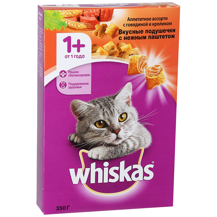 Корм Whiskas сухой корм для кошек, Вкусные подушечки с нежным паштетом 