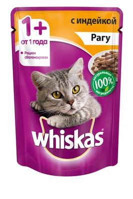 Whiskas влажный корм для кошек рагу с индейкой