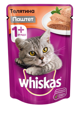 Whiskas влажный корм для кошек паштет с телятиной