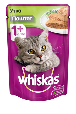 Whiskas влажный корм для кошек, паштет с уткой
