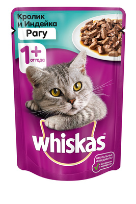 Whiskas влажный корм для кошек, рагу с кроликом и индейкой