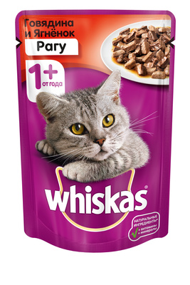 Whiskas влажный корм для кошек, рагу с говядиной и ягненком