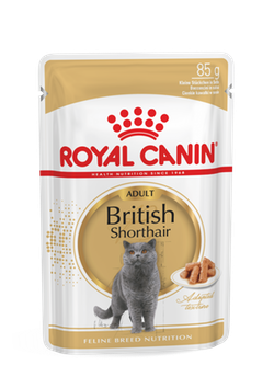 Royal Canin British Shorthair Adult (в соусе) - корм консервированный полнорационный для кошек, специально для взрослых британских короткошерстных кошек (мелкие кусочки в соусе)