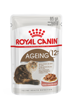 Royal Canin Ageing 12+ (в соусе) -  корм консервированный полнорационный для стареющих кошек  (мелкие кусочки в соусе)