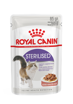 Royal Canin Sterilised (в желе) - корм консервированный полнорационный для стерилизованных взрослых кошек (мелкие кусочки в желе)